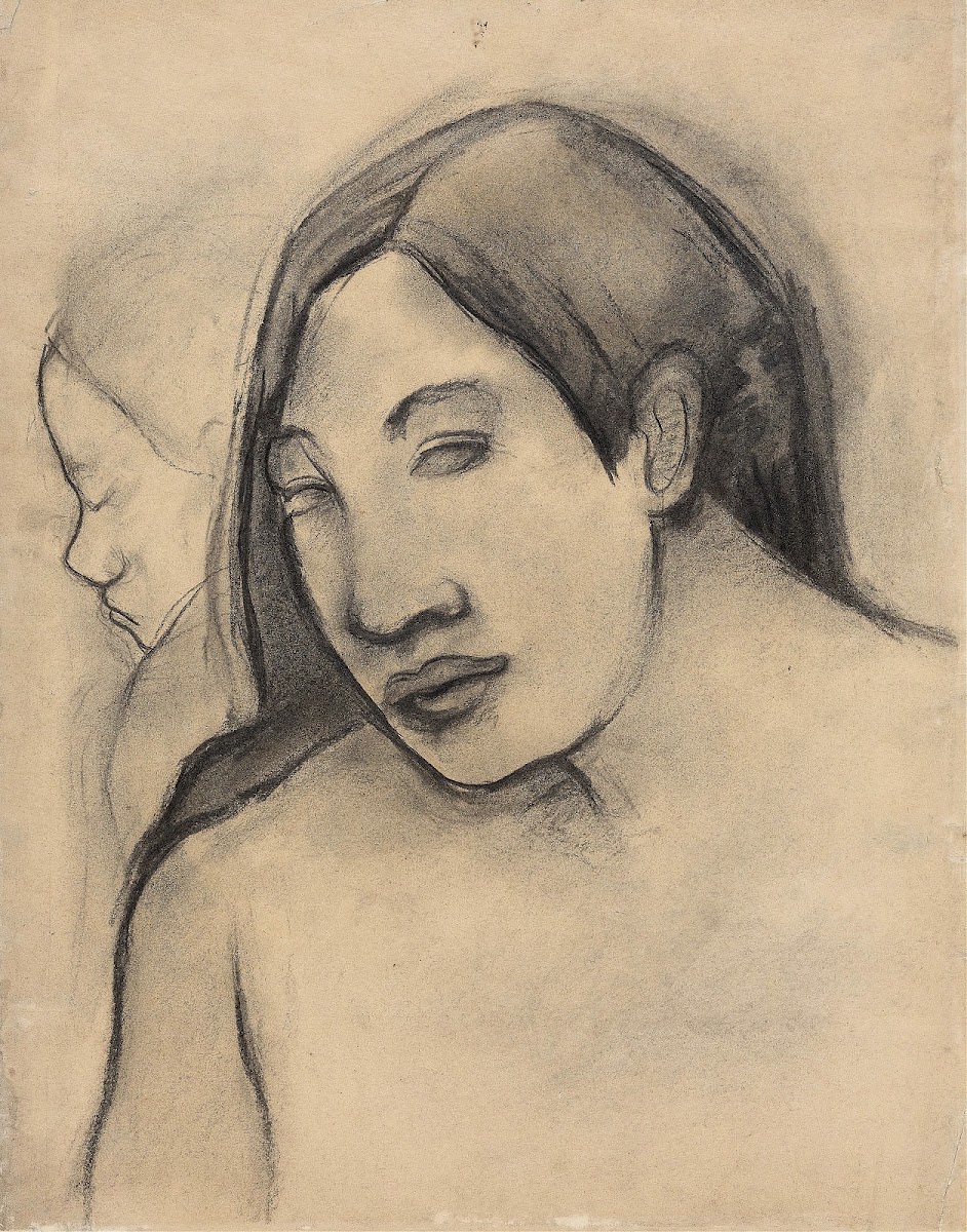 Heads of Tahitian Women Frontal and Profile Views 18911893