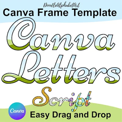 Editable script Canva frame preview for Script Letters Doodle Canva Frames Wedding