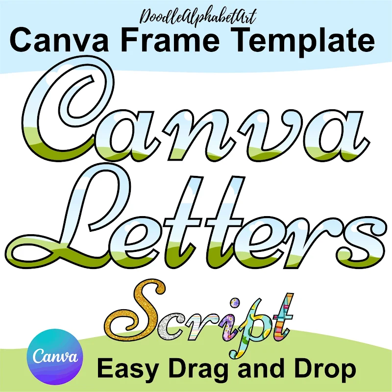 Editable script Canva frame preview for Script Letters Doodle Canva Frames Wedding