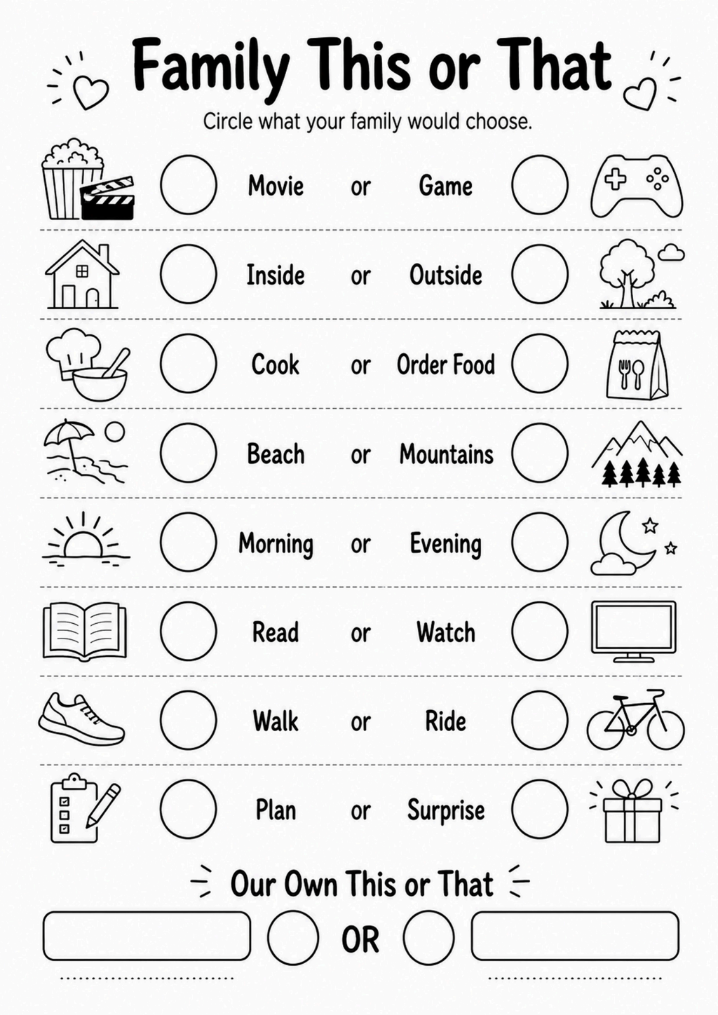 Family This or That Worksheet