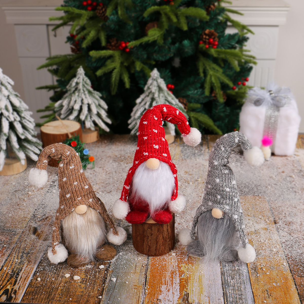 Gnome with knitted hat and pom-pom