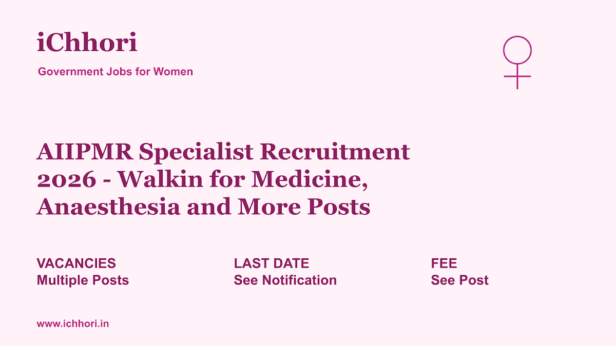AIIPMR Specialist Recruitment 2026 - Walkin for Medicine, Anaesthesia and More Posts - iChhori