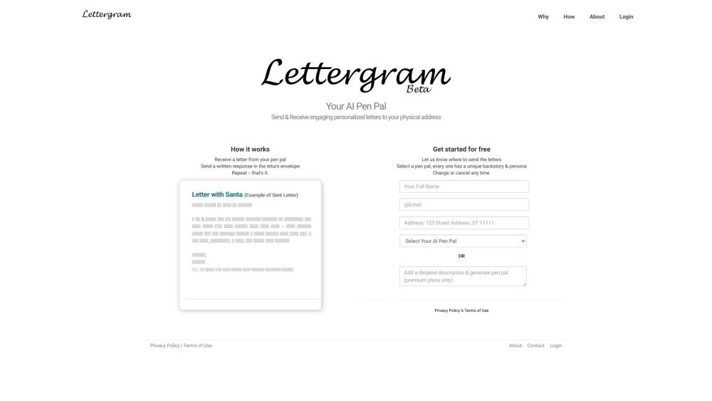 Captura de Lettergram - Your AI PenPal
