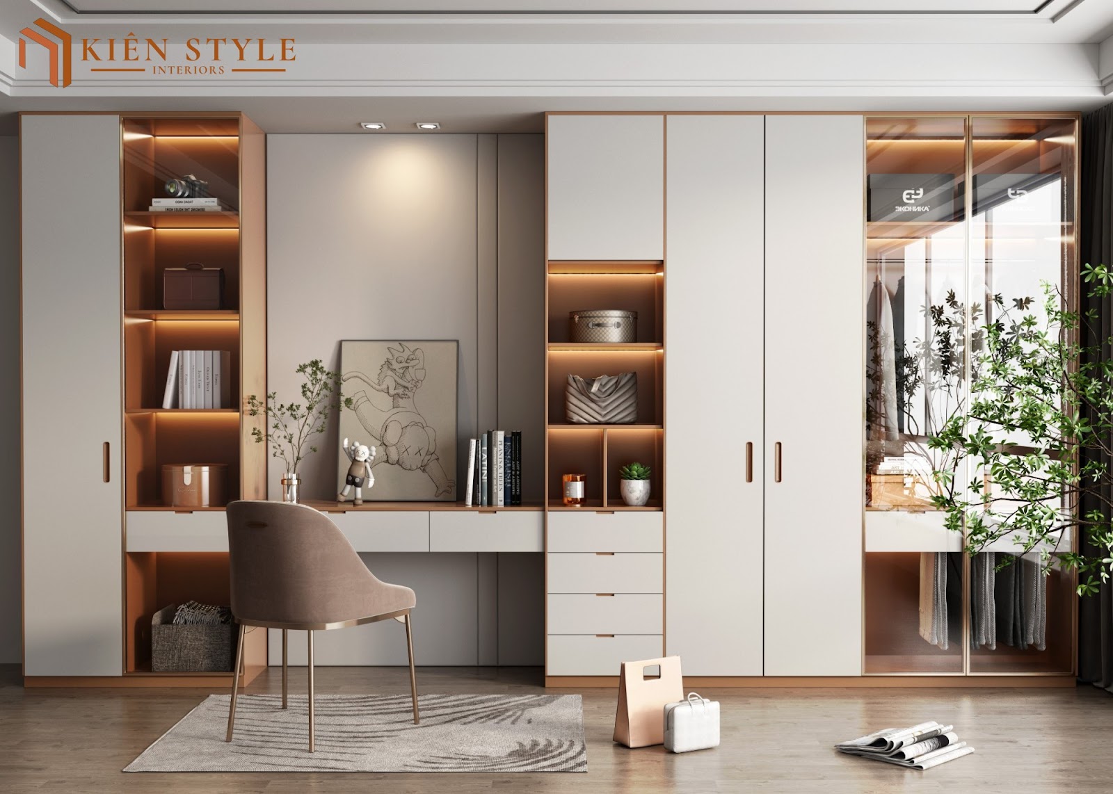 Mẫu tủ giày kết hợp tủ áo mới nhất 2024