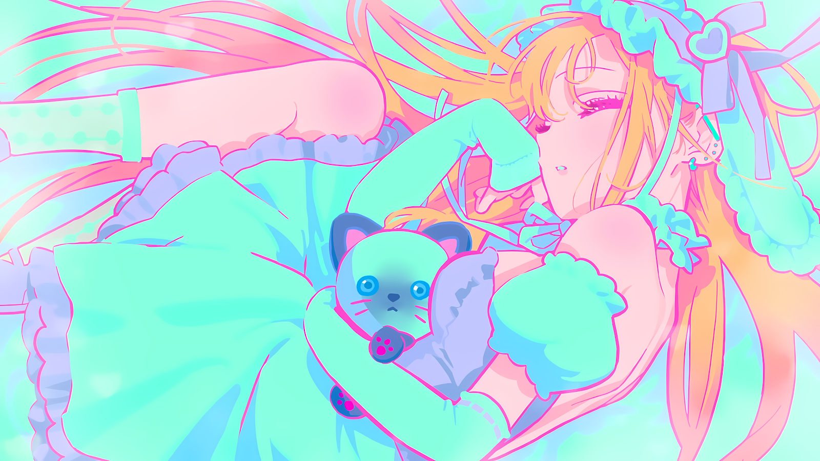 Marin Kitagawa With Plushie - Pastel Anime Art 4K Wallpaper (3840x2160)