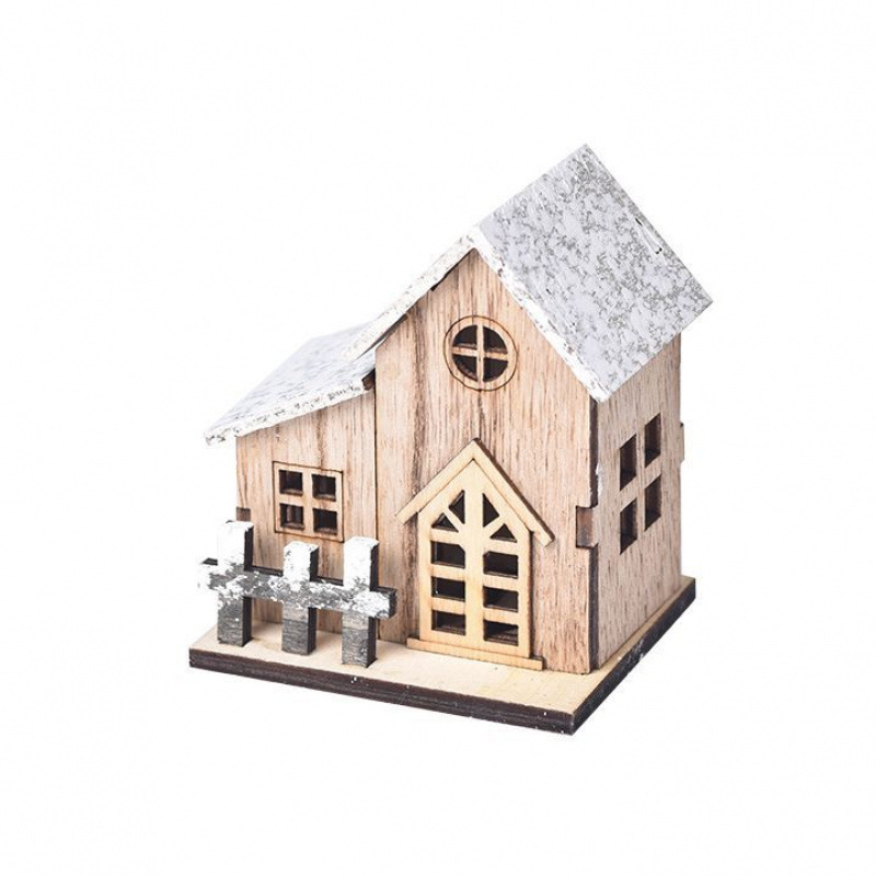 Beleuchtetes Holzhaus für die Weihnachtsdekoration