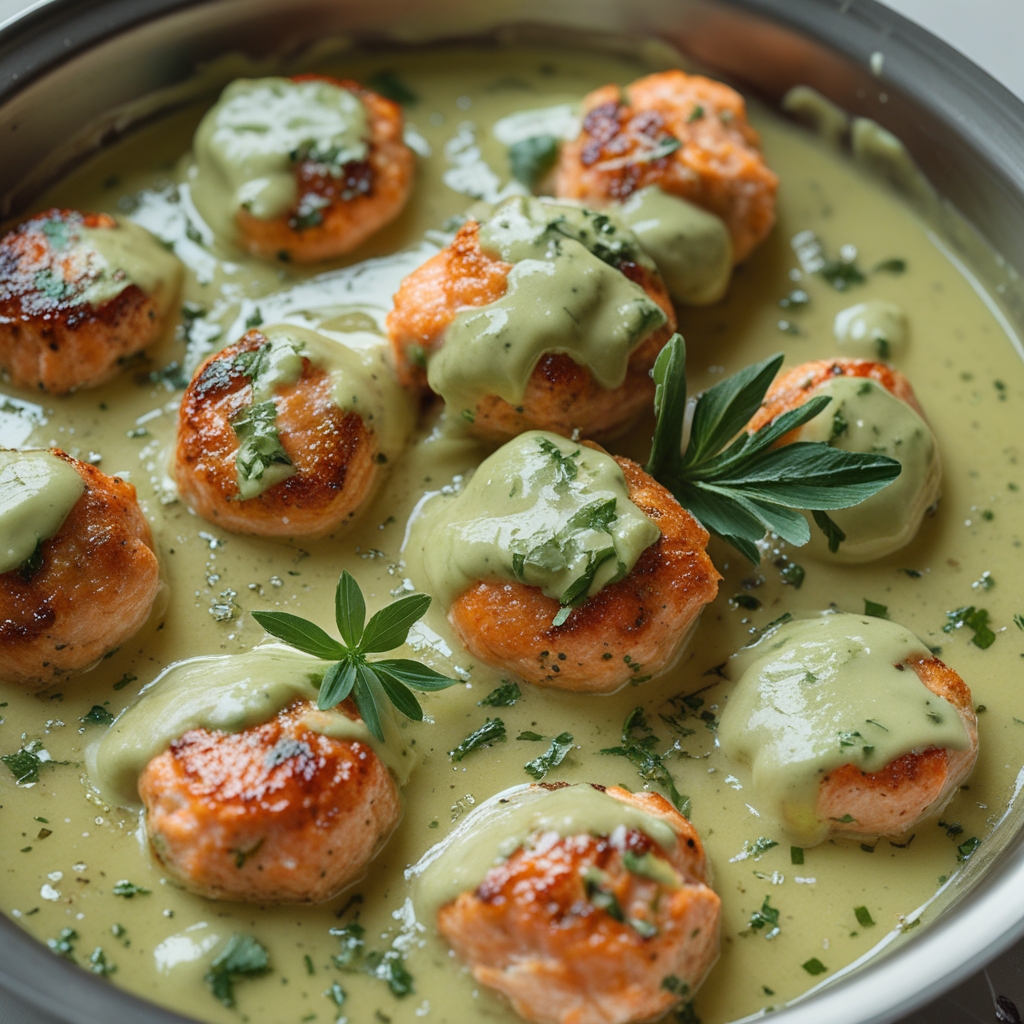 Easy Baked Salmon Meatballs with Creamy Avocado Sauce for Quick Healthy Meals