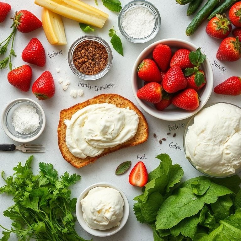 Ingredients for Roasted Strawberry Ricotta Toast (Sweet & Creamy) – Easy Homemade Breakfast Delight