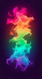Vertical Rainbow Smoke Plume Abstract Art