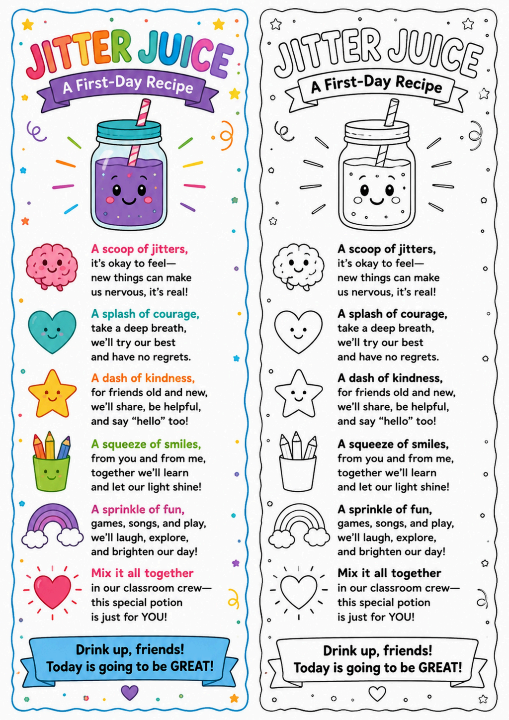 Jitter Juice First Day Recipe Poem