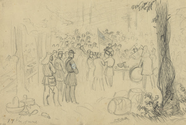 Celebration of the battle of Bunker hill near the camp of the 5th Mass 1861