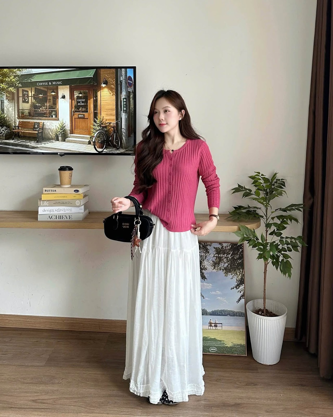Áo len dài tay gân trơn nút XONXEN SHOP 5382 – Image 2