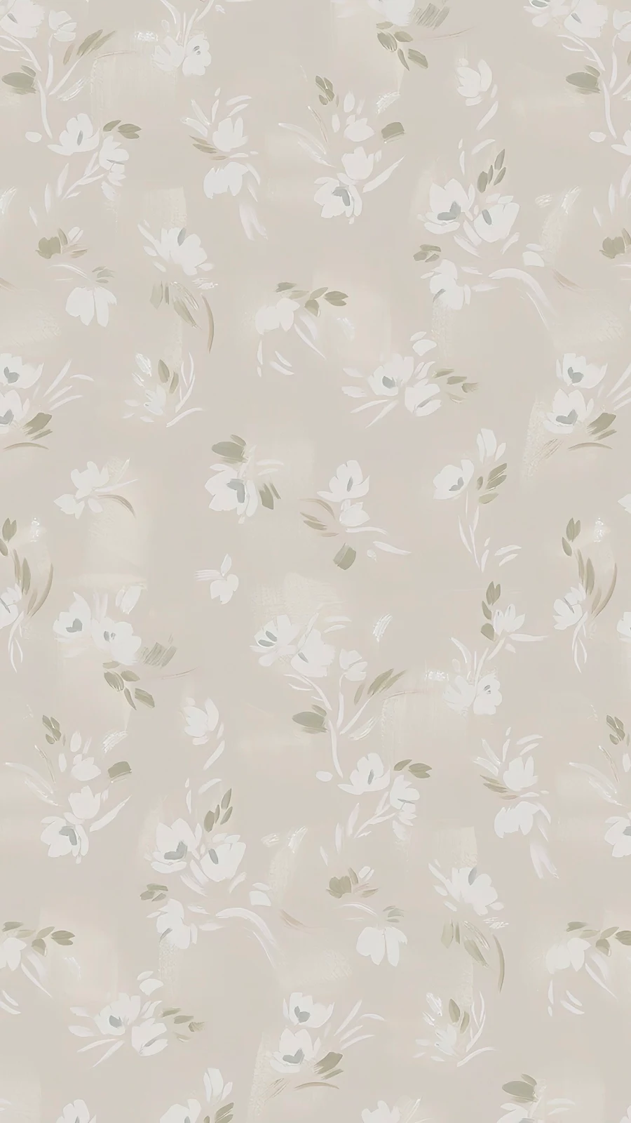 Soft White Floral Pattern - Watercolor Illustration Full HD iPhone Wallpaper (1287x2288)