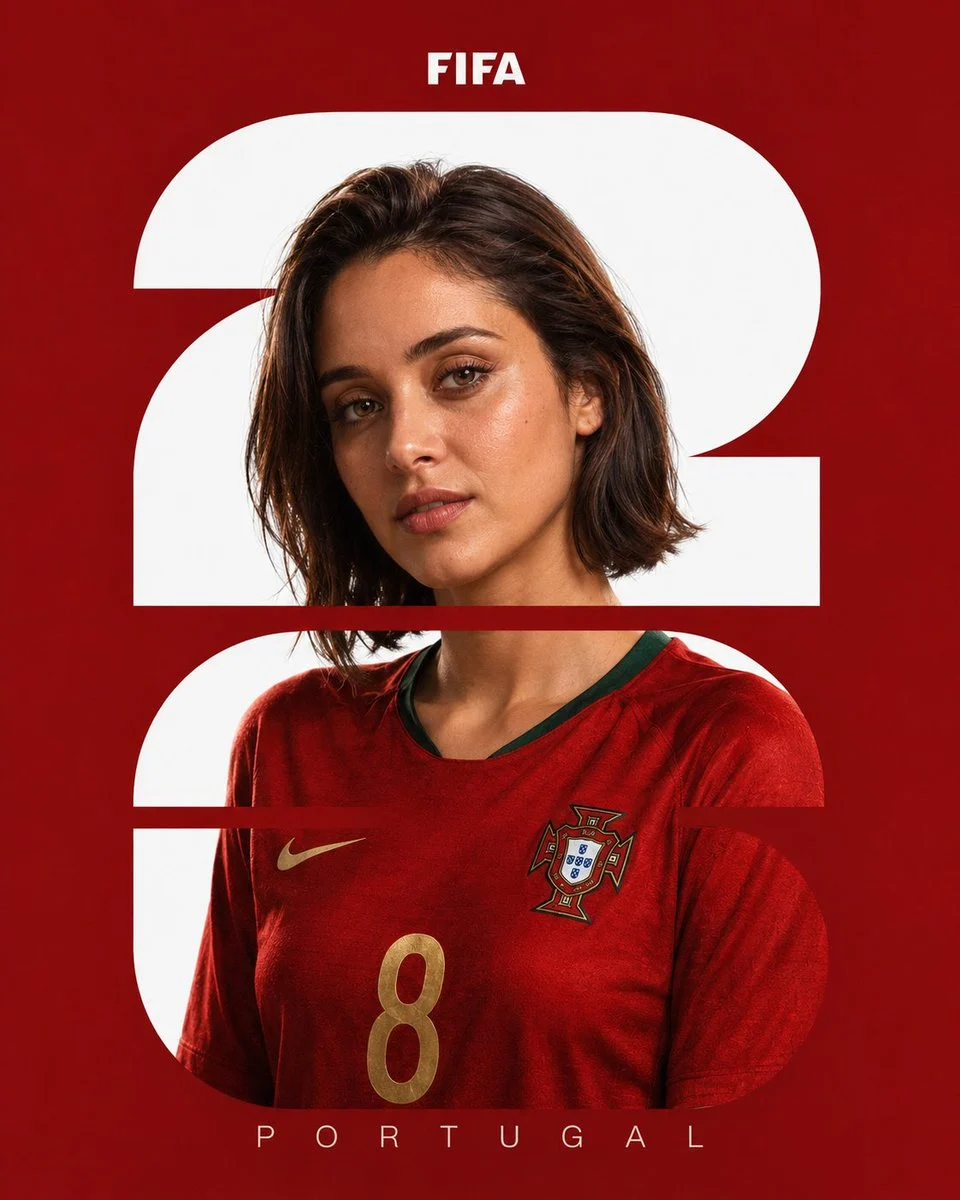 Póster de jugador de FIFA con el nombre del mensaje