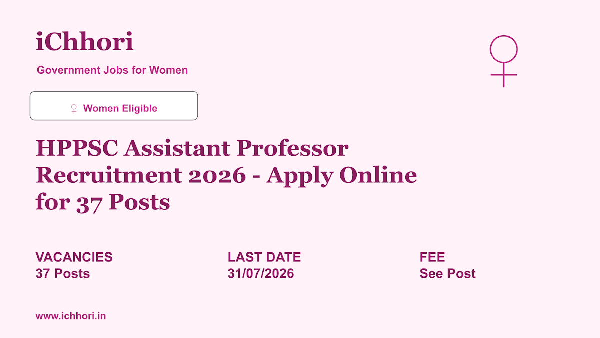 HPPSC Assistant Professor Recruitment 2026 - Apply Online for 37 Posts - iChhori