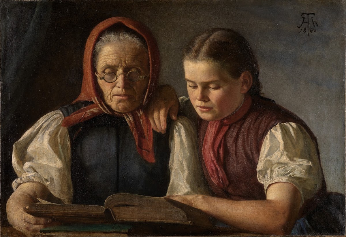 Mother and sister of the artist reading the Bible 1866