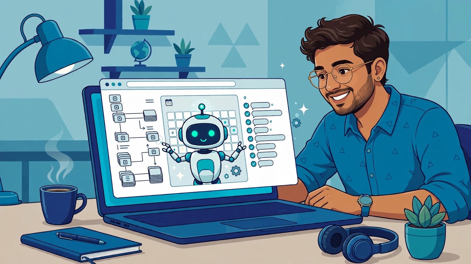 AI agent completing online tasks on a laptop for a freelancer in India