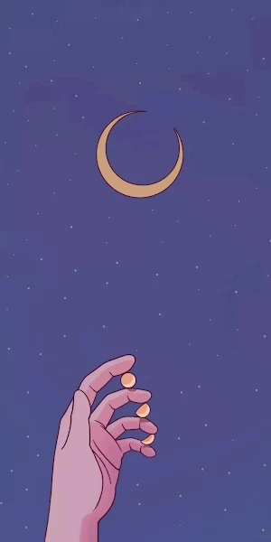 Moon, Stars, Hand, Celestial, Cartoon Full HD iPhone Wallpaper Background