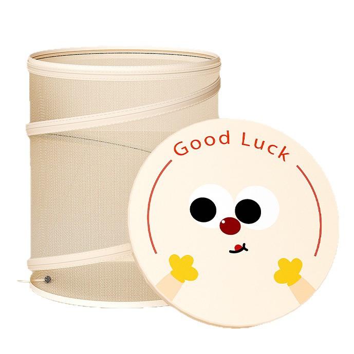 Foldable laundry collector, round, with lid