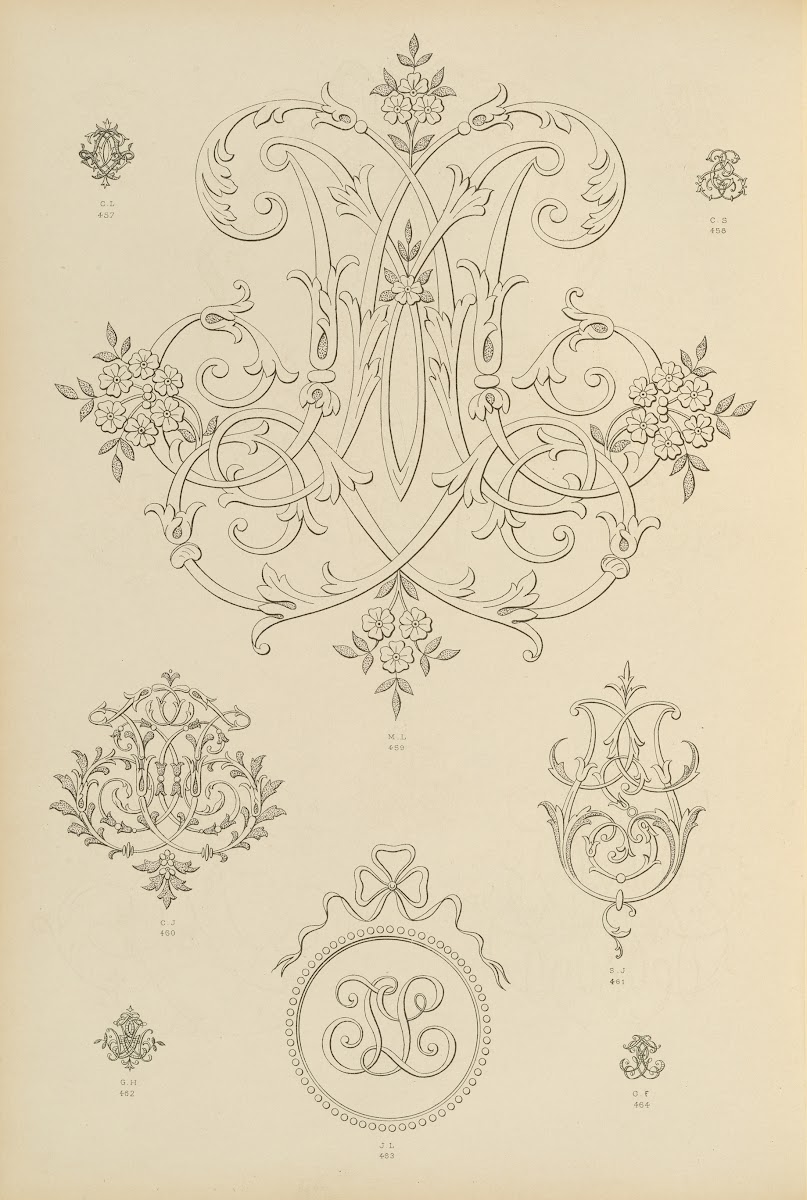 Album de chiffres  monogrammes couronnes de noblesse francaises et etrangeres Pl