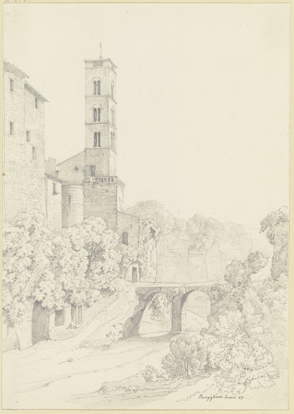 Ansicht von Ronciglione mit der Kirche SantAndrea 1827