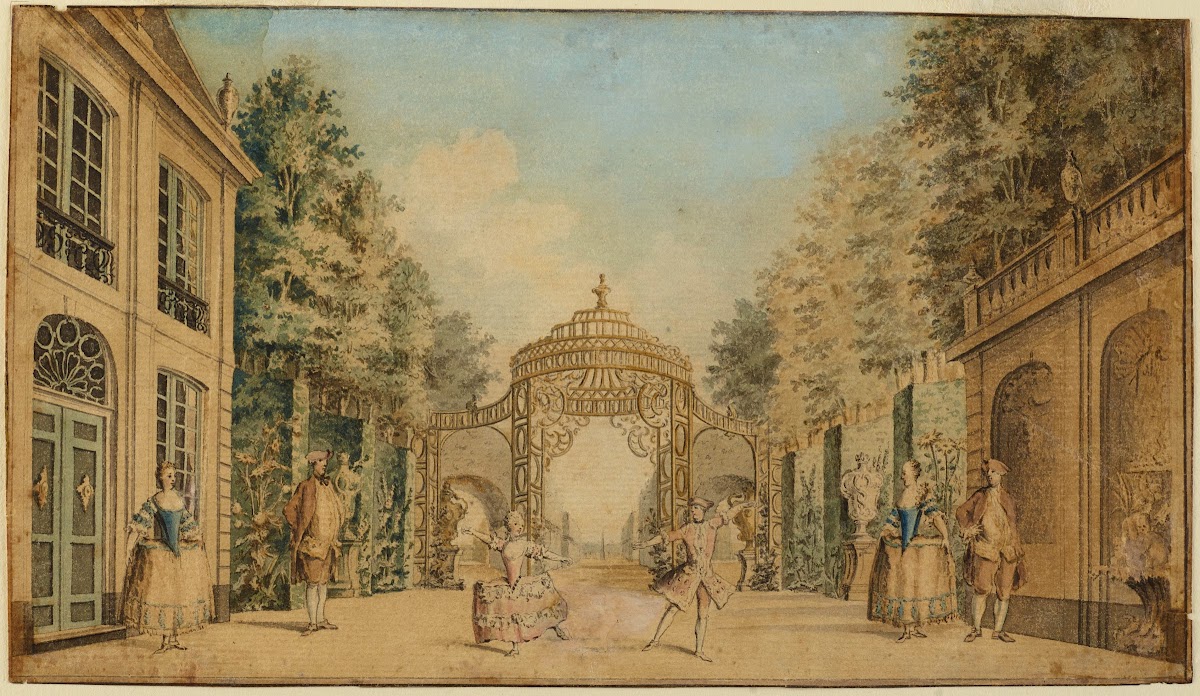 Stage Set with Actors and Dancers Performing 18th century