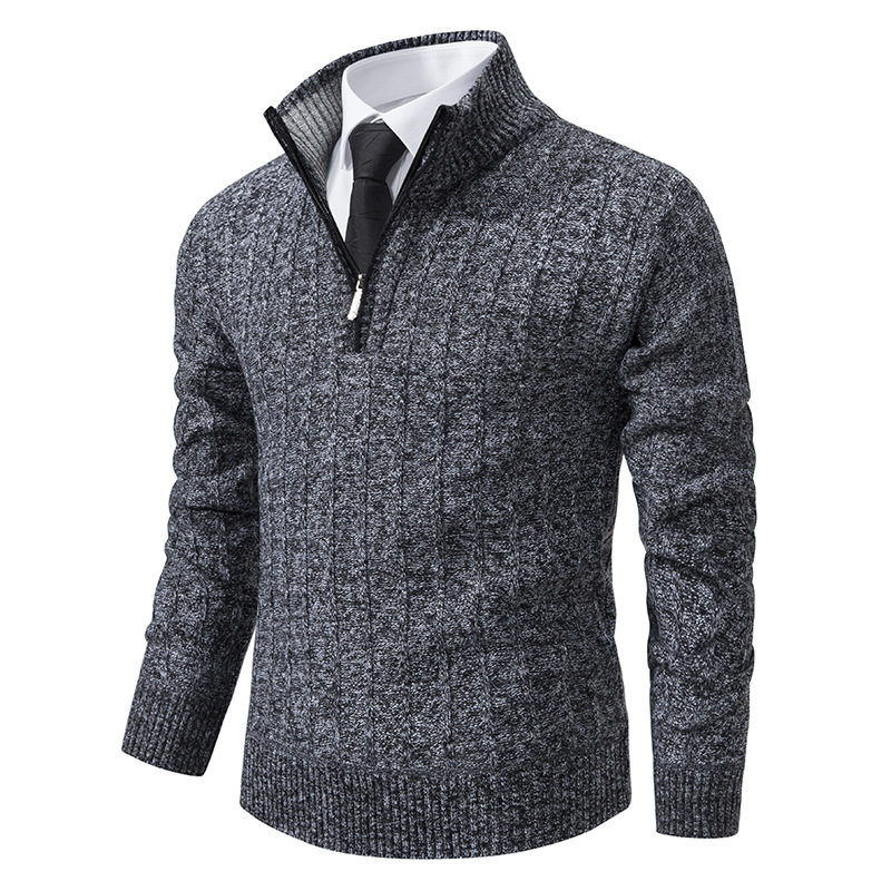 Men's Knit Sweater with Zip and Lining
