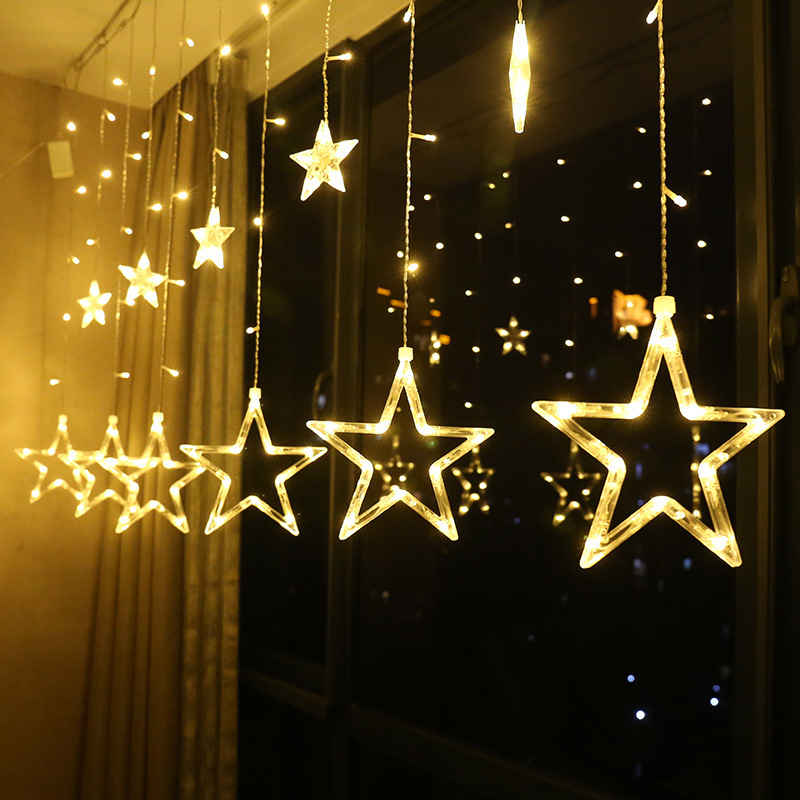 LED Curtain String Lights with Stars