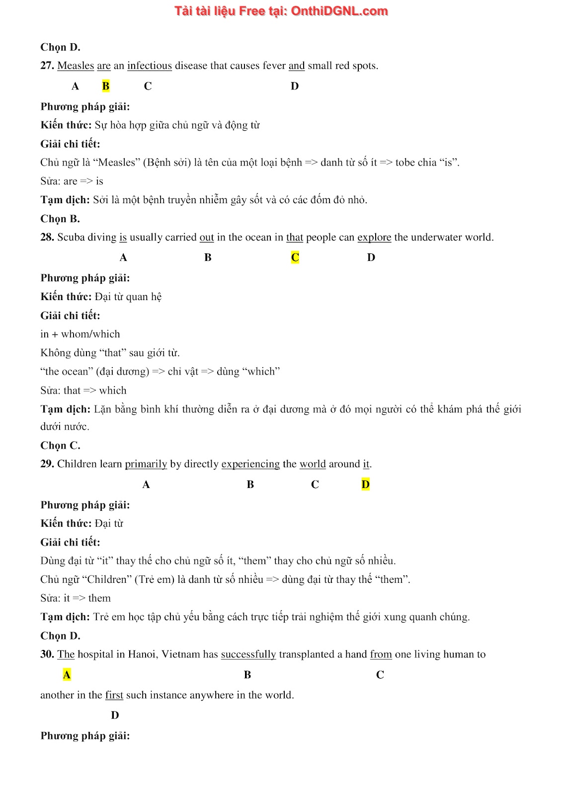 800 bài tập môn Tiếng Anh - Ôn thi ĐGNL ĐHQG TP HCM Phần 32