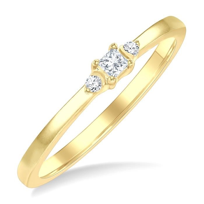 Princess Shape 3 Stone Petite Diamond Ring