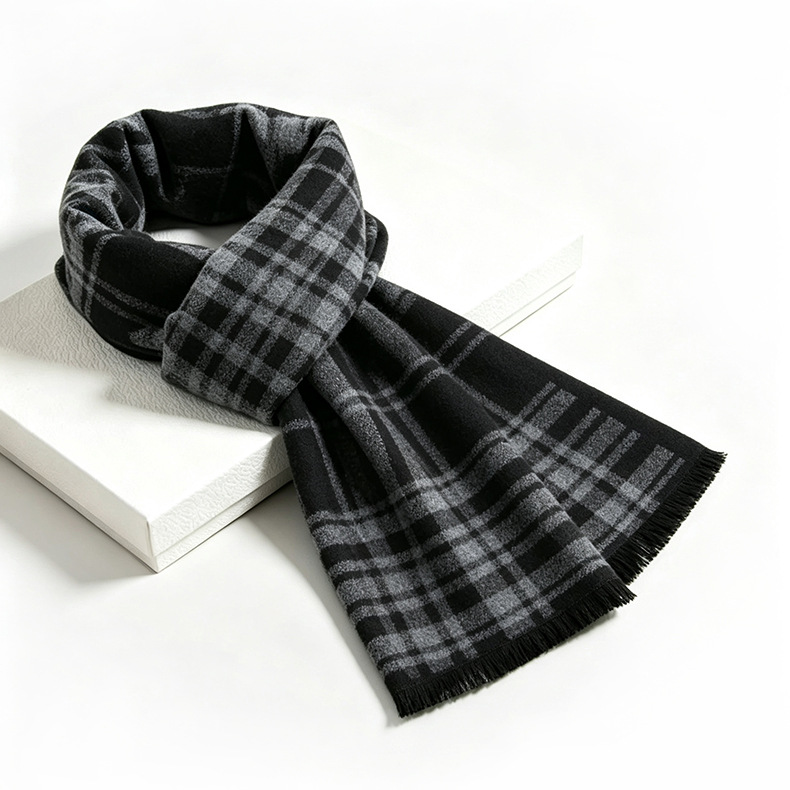 Checked scarf made from wool blend