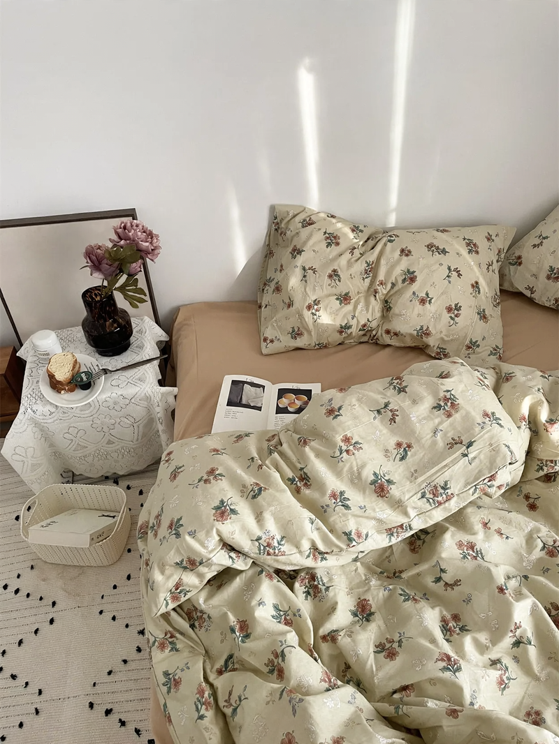 Bettwäsche-Set aus Baumwolle, Blumenmuster