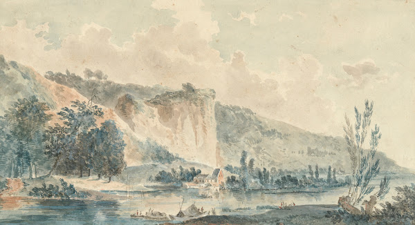 A river landscape with cliffs 1767