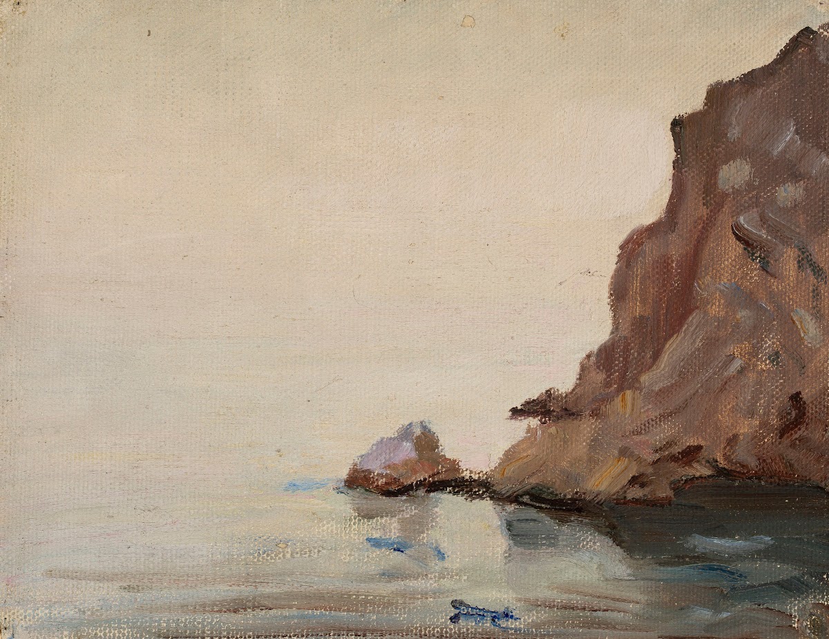 View of the sea and a rock From the journey to Turkestan 1912