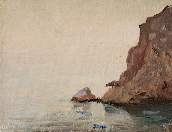 View of the sea and a rock From the journey to Turkestan 1912