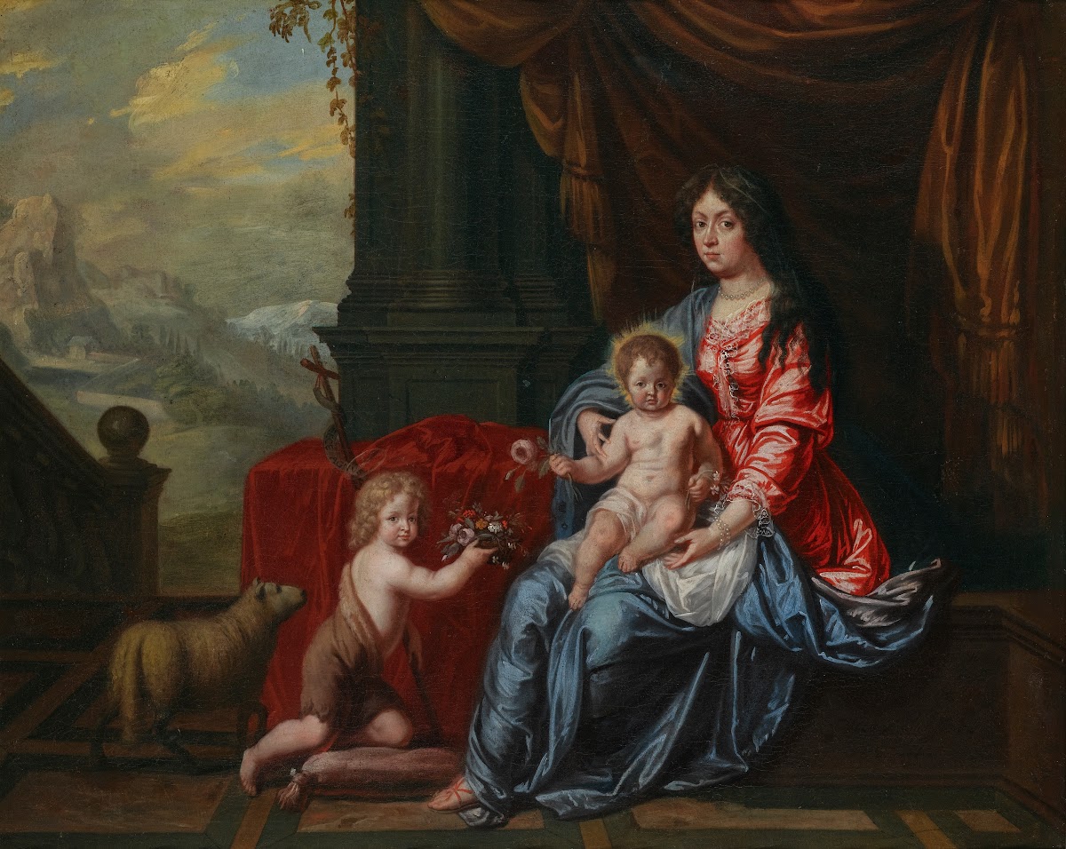 Portrait Of A Lady In The Guise Of The Madonna With A Child Beside ThemThe Infan