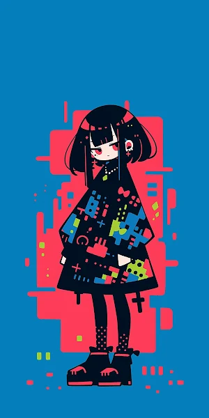Anime Girl, Fashion Illustration, Digital Art, Character Design Full HD iPhone Wallpaper Background