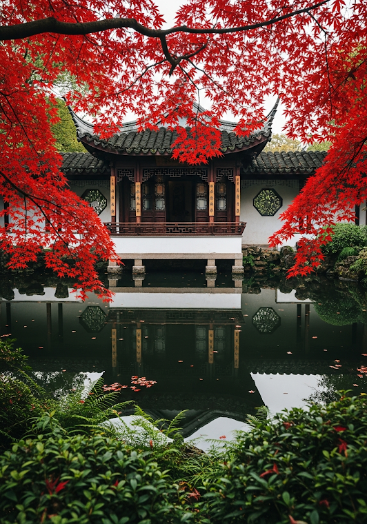 Chinese Garden Autumn Reflection