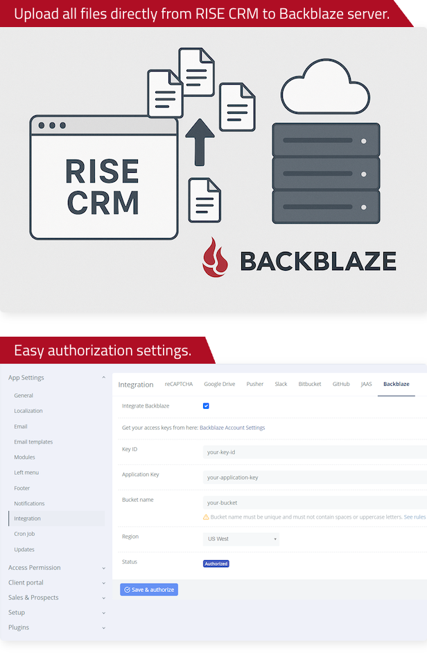 Backblaze Integration for RISE CRM