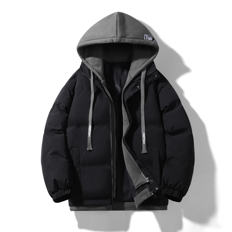 Insulated men's winter jacket, hood, loose fit