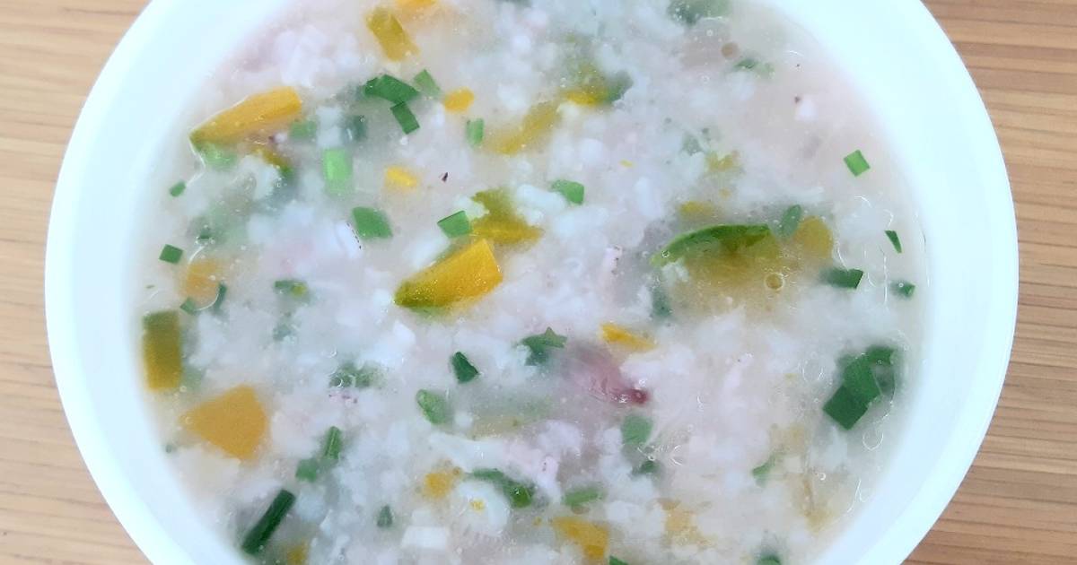 Cháo mực, bí đỏ