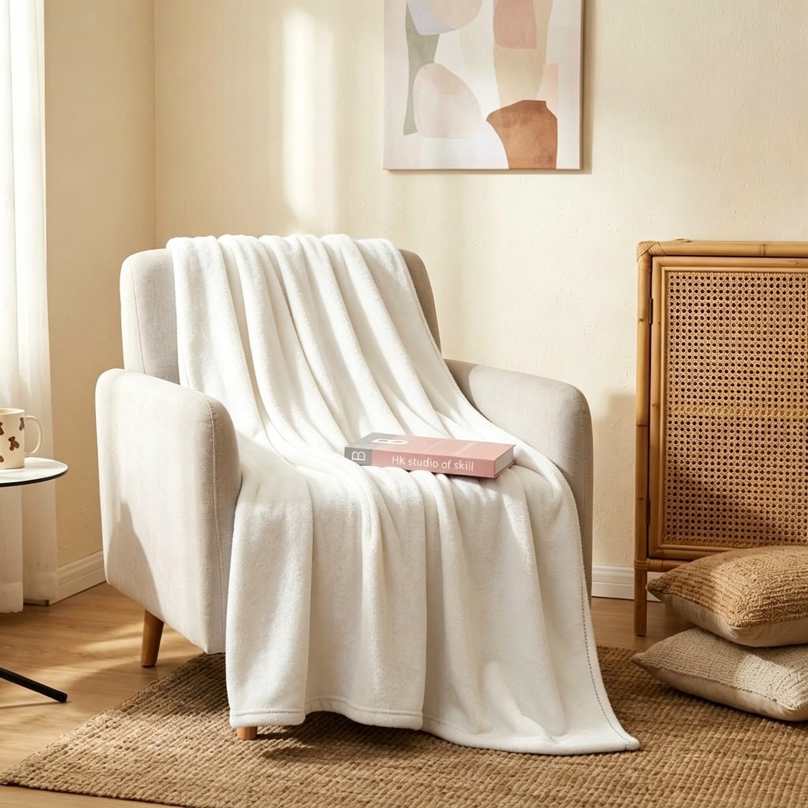 Shoulder Wool Blanket, Polyester, 100×150 cm