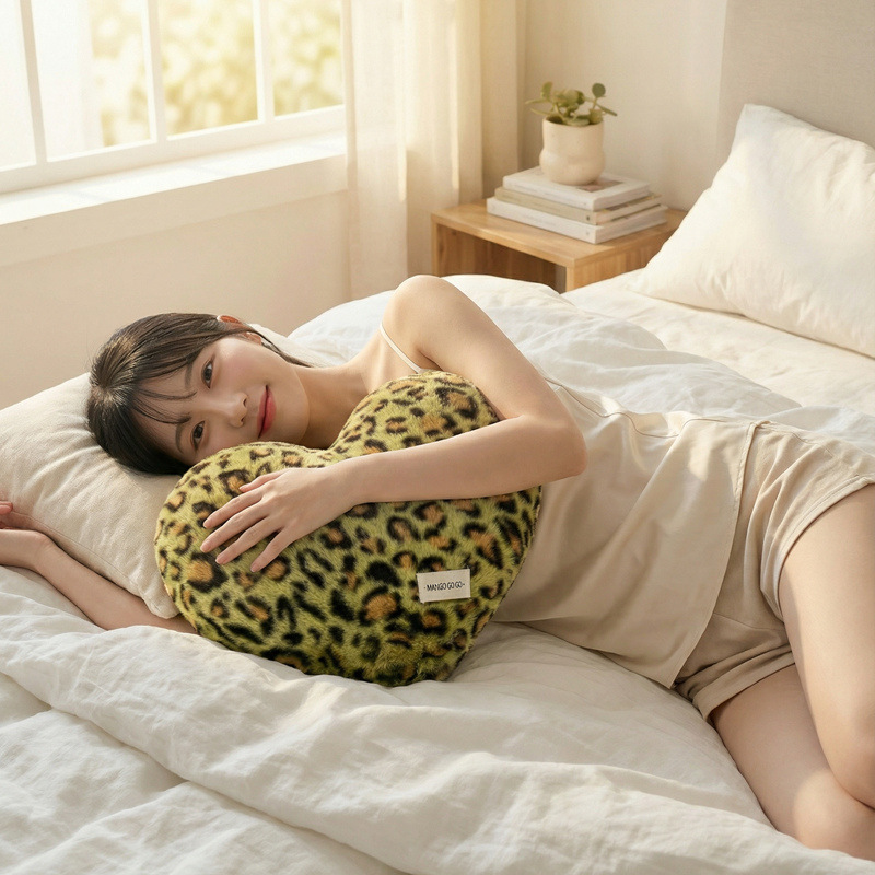Cuddly pillow with leopard pattern, 40×35 cm
