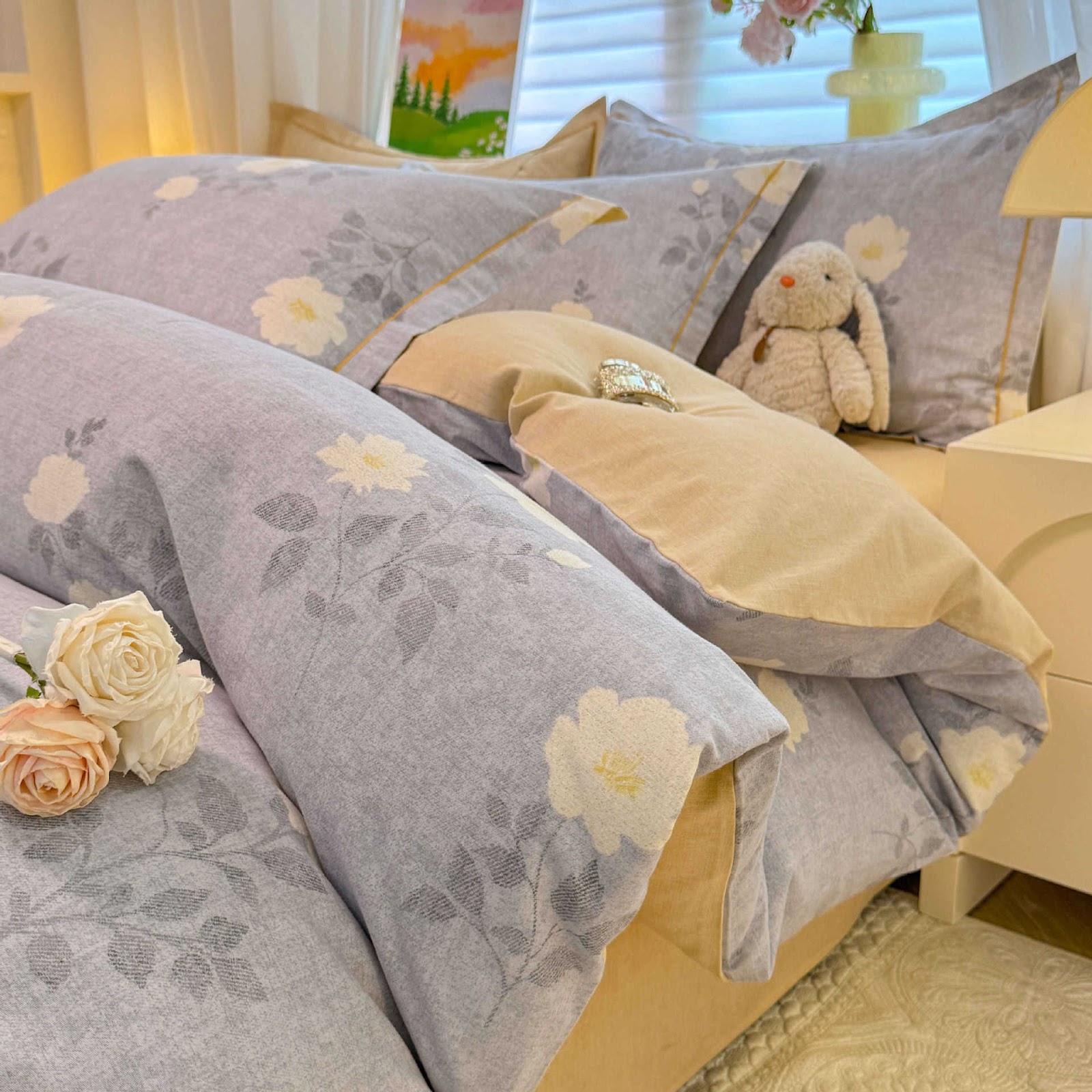 Cotton bedding set, brushed, for all seasons
