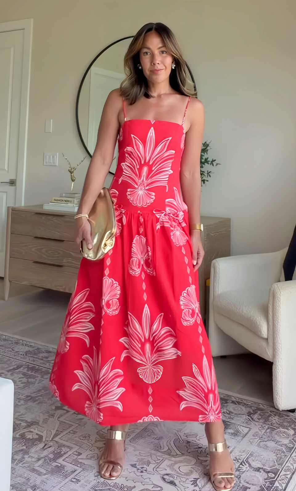 Erin Campos wearing the Pearl dress in Palm Springs Rouge