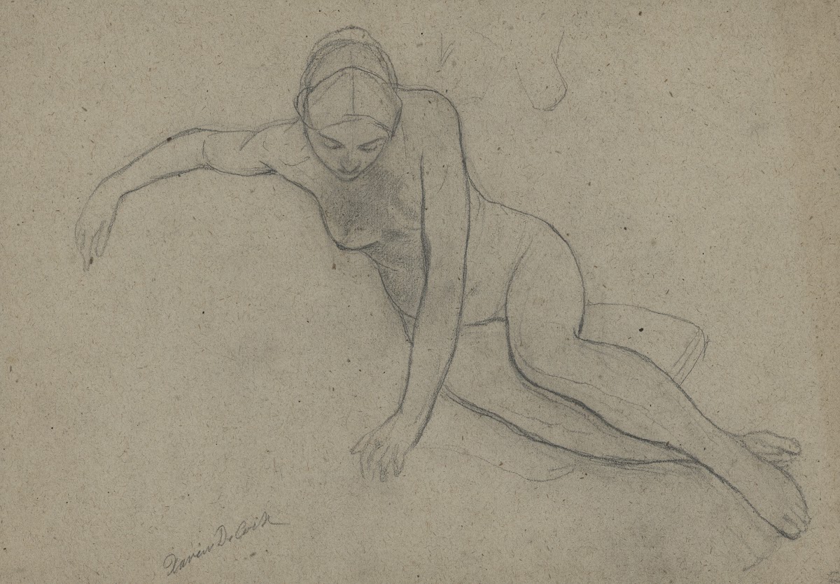 Academic nude of a seated woman 19th century