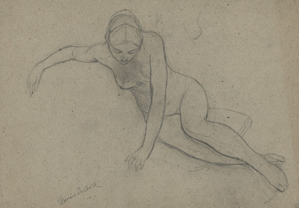 Academic nude of a seated woman 19th century
