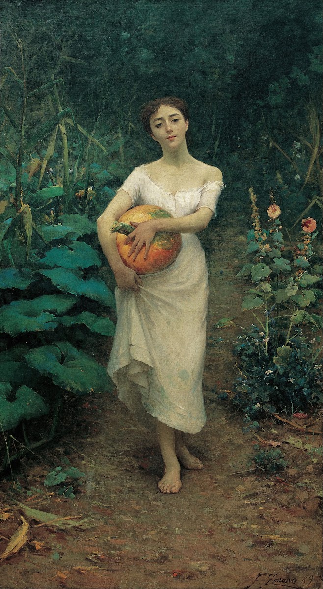 Young Girl Carrying a Pumpkin 1889