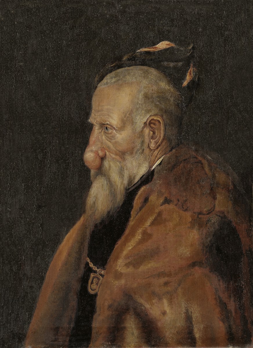 Gammal man med utväxt på näsan 1709