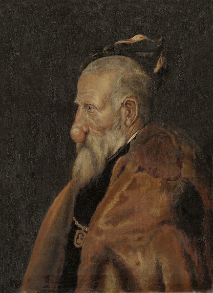 Gammal man med utväxt på näsan 1709